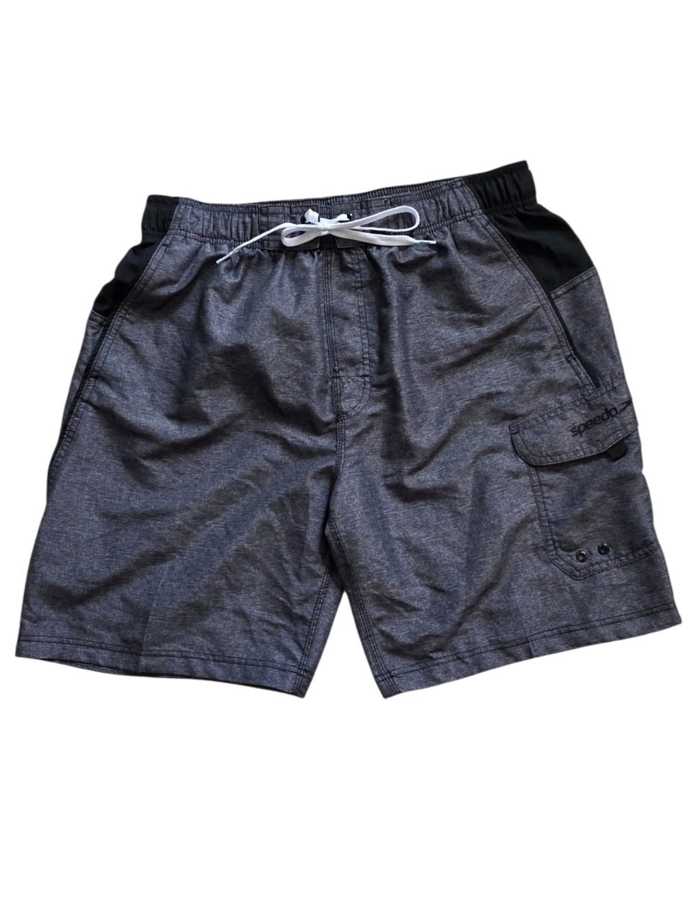 Speedo Large Black Gray Performance Swim Trunks